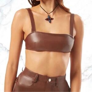 WEWOREWHAT Vegan leather bra top